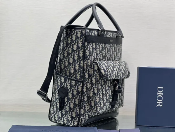 Dior Explorer Tote Bag Beige and Black Dior Oblique Jacquard product view 3