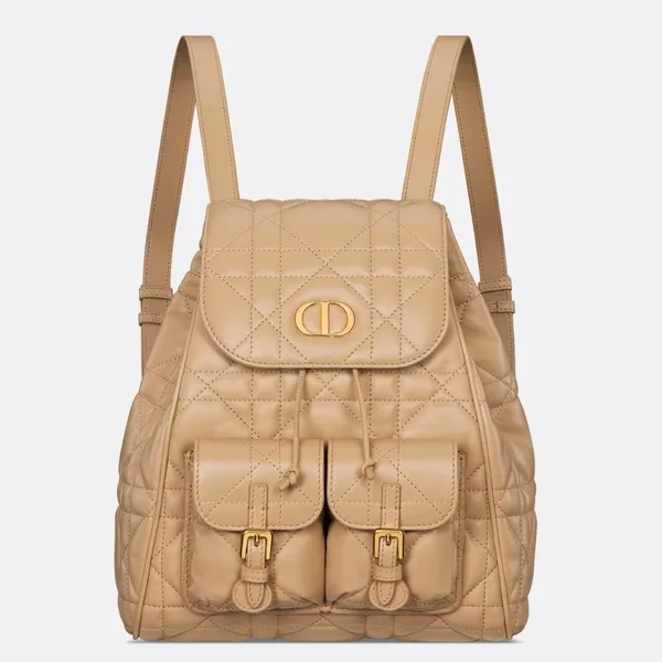 Dior Caro Medium Backpack in Beige Macrocannage Lambskin product photo