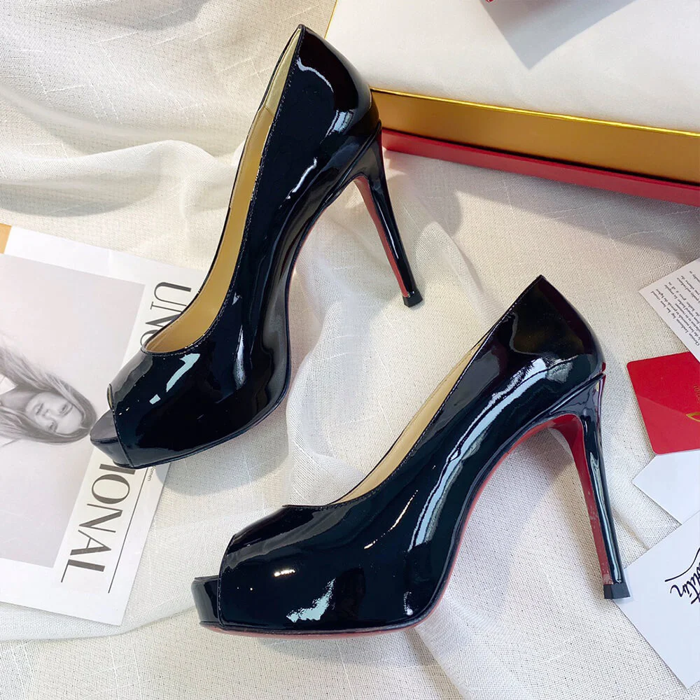 Christian Louboutin New Very Prive 120 Peep-Toe Platform Pumps Black product view 2