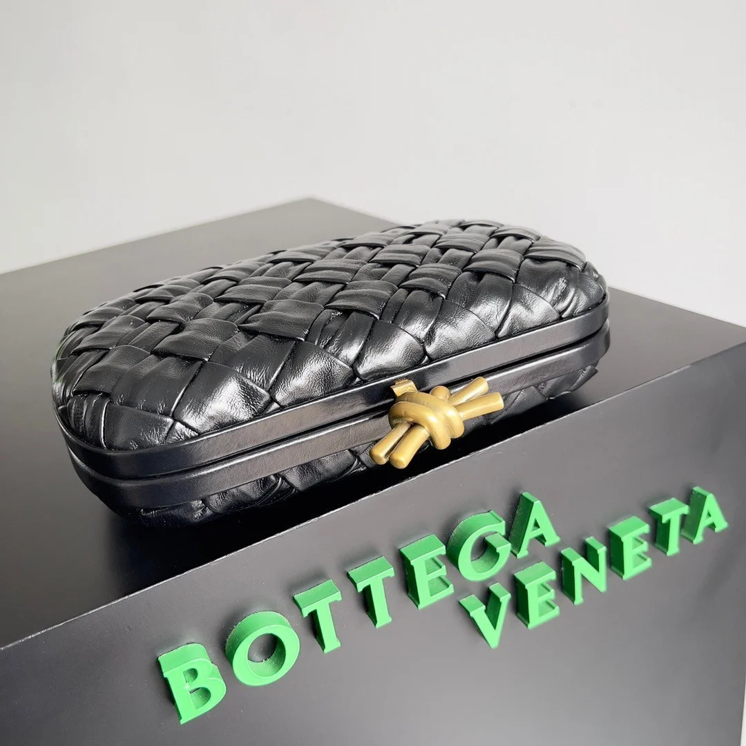 Bottega Veneta Knot Minaudiere Clutch In Black Foulard Intreccio Leather product view 8
