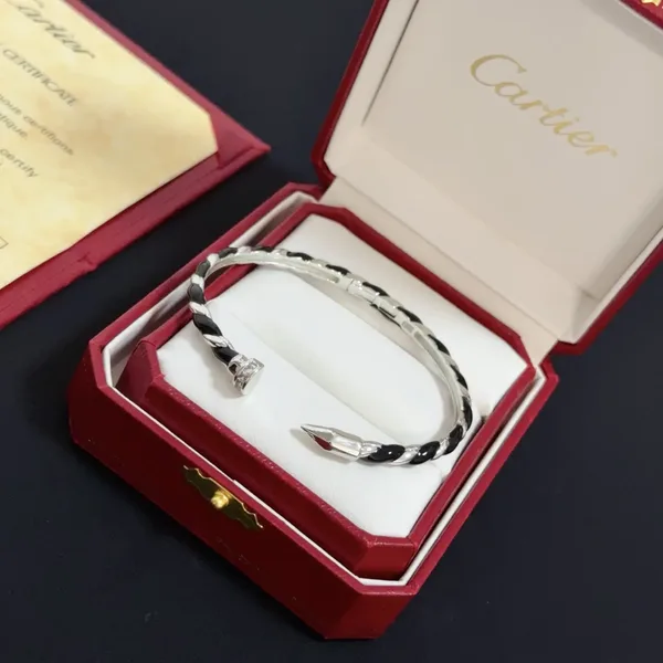 Cartier Silver-Tone Twisted Nail Cuff with Black Details product view 2