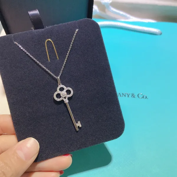 Tiffany & Co. Crown Key Pendant Necklace Silver-Tone product view 2