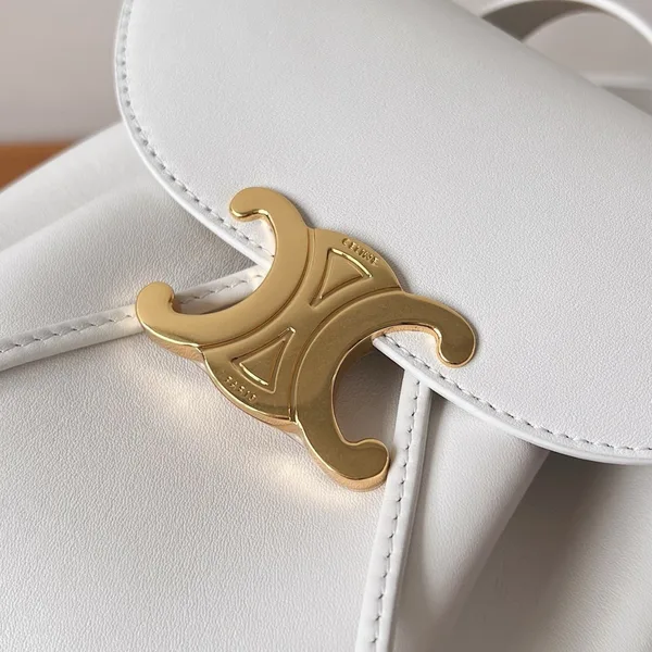 Celine Bonnie Backpack in White Calfskin product view 12