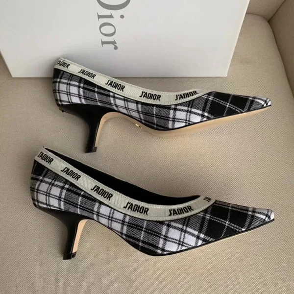 Dior J’Adior Pumps 65mm In Black and White Tartan Fabric product view 3
