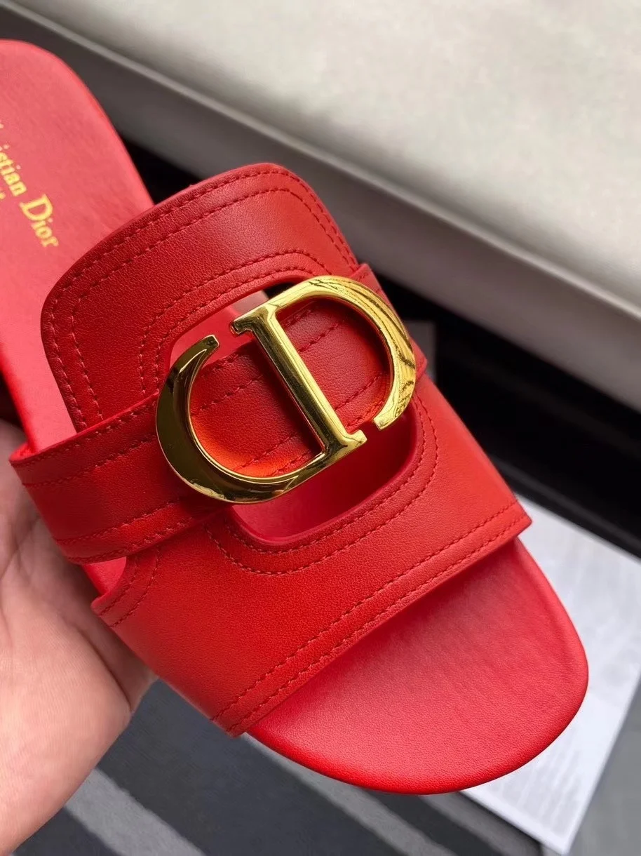 Dior 30 Montaigne Slides In Red Calfskin product view 8