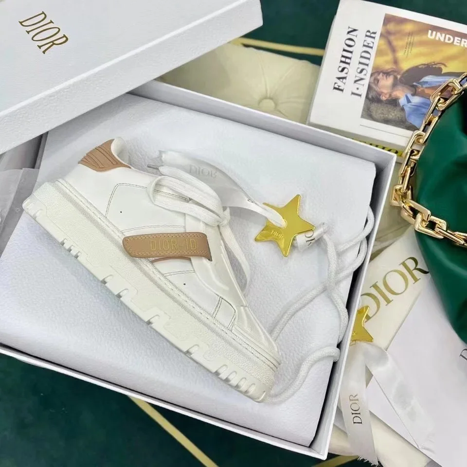 Dior Dior-ID Sneakers In White Leather with Nude Strap product view 3
