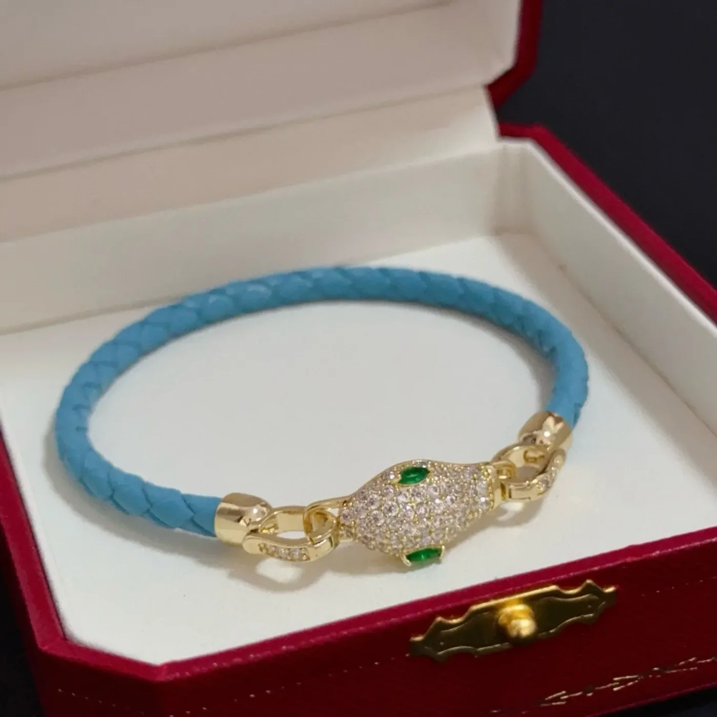 Cartier Panthere Blue Braided Bracelet with Gold-Tone Panther Clasp product view 4