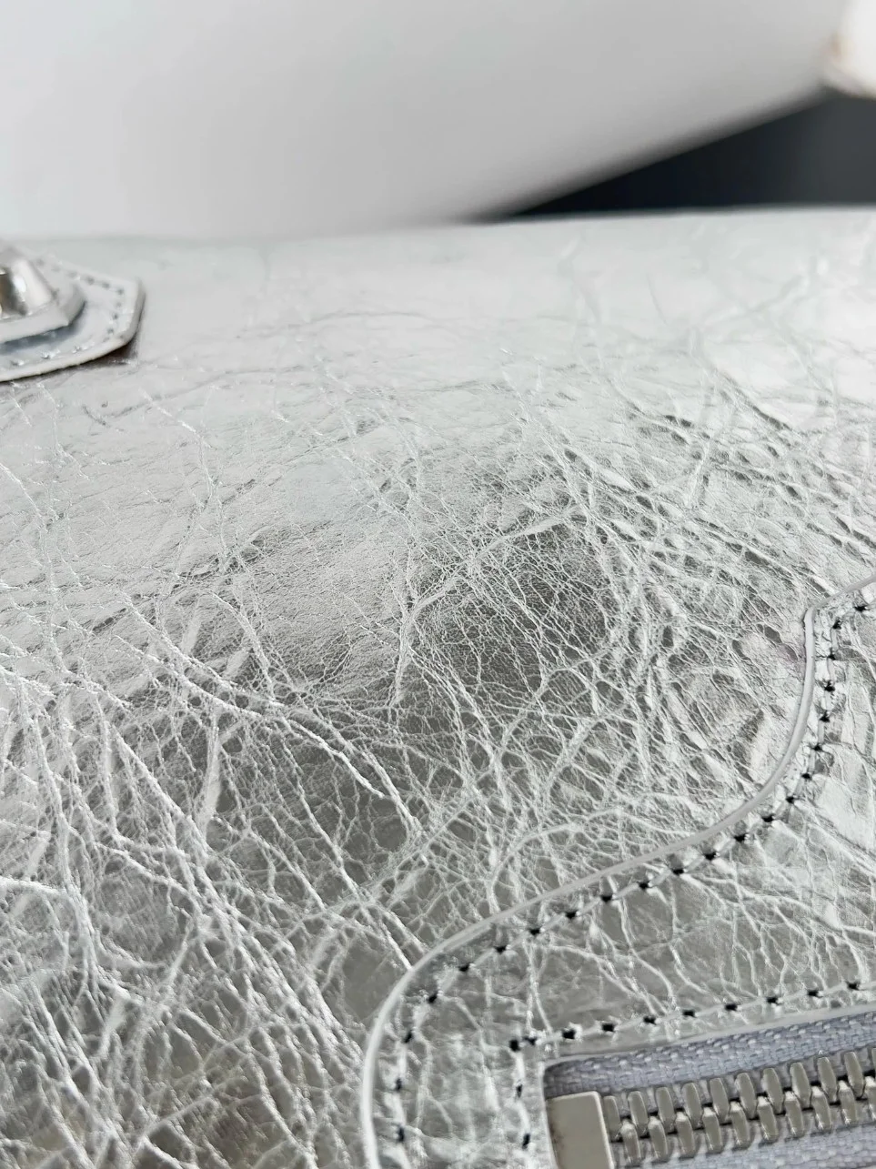 Balenciaga Le City Medium Bag in Silver Metallic Lambskin product view 2