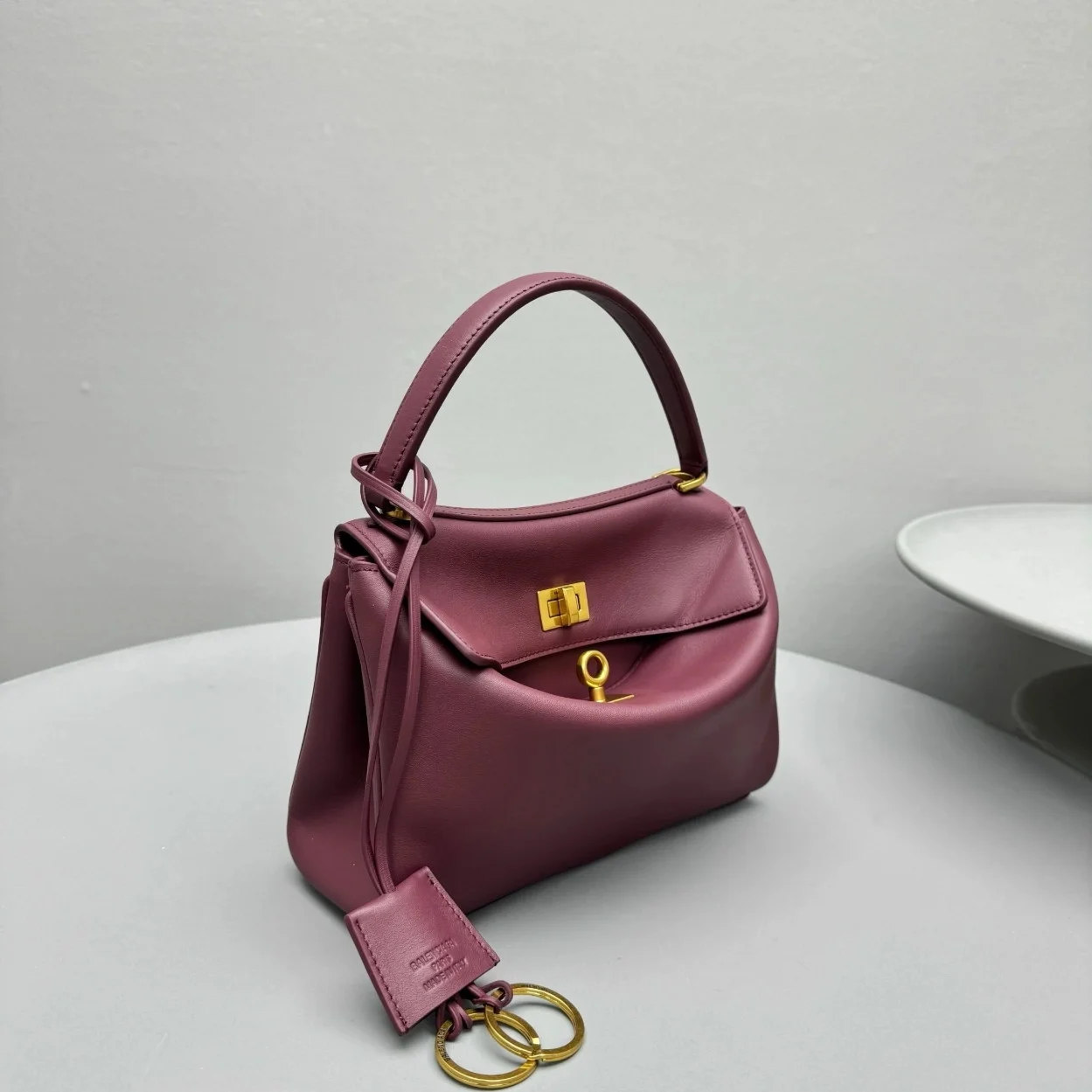 Balenciaga Rodeo Mini Bag in Burgundy Calfskin product view 3