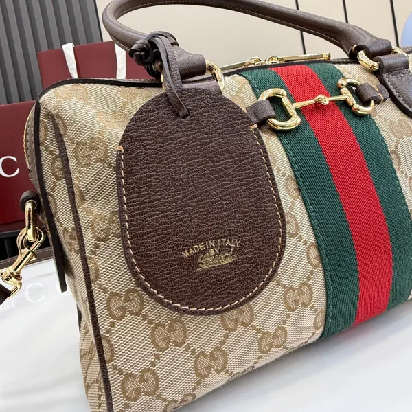 Gucci Borsetto Medium Boston Bag — Beige Jacquard product view 13