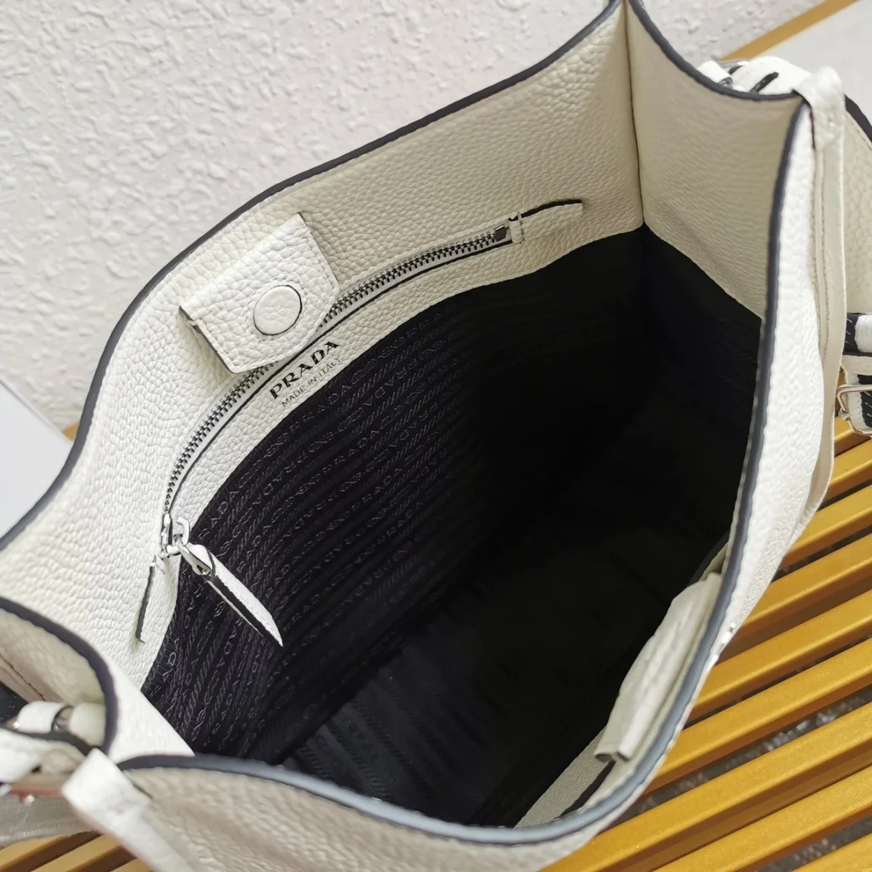 Prada Hobo Bag in White Grained Leather product view 6