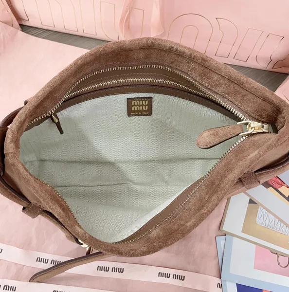 Miu Miu Aventure Small Shoulder Bag in Brown Suede Leather product view 8