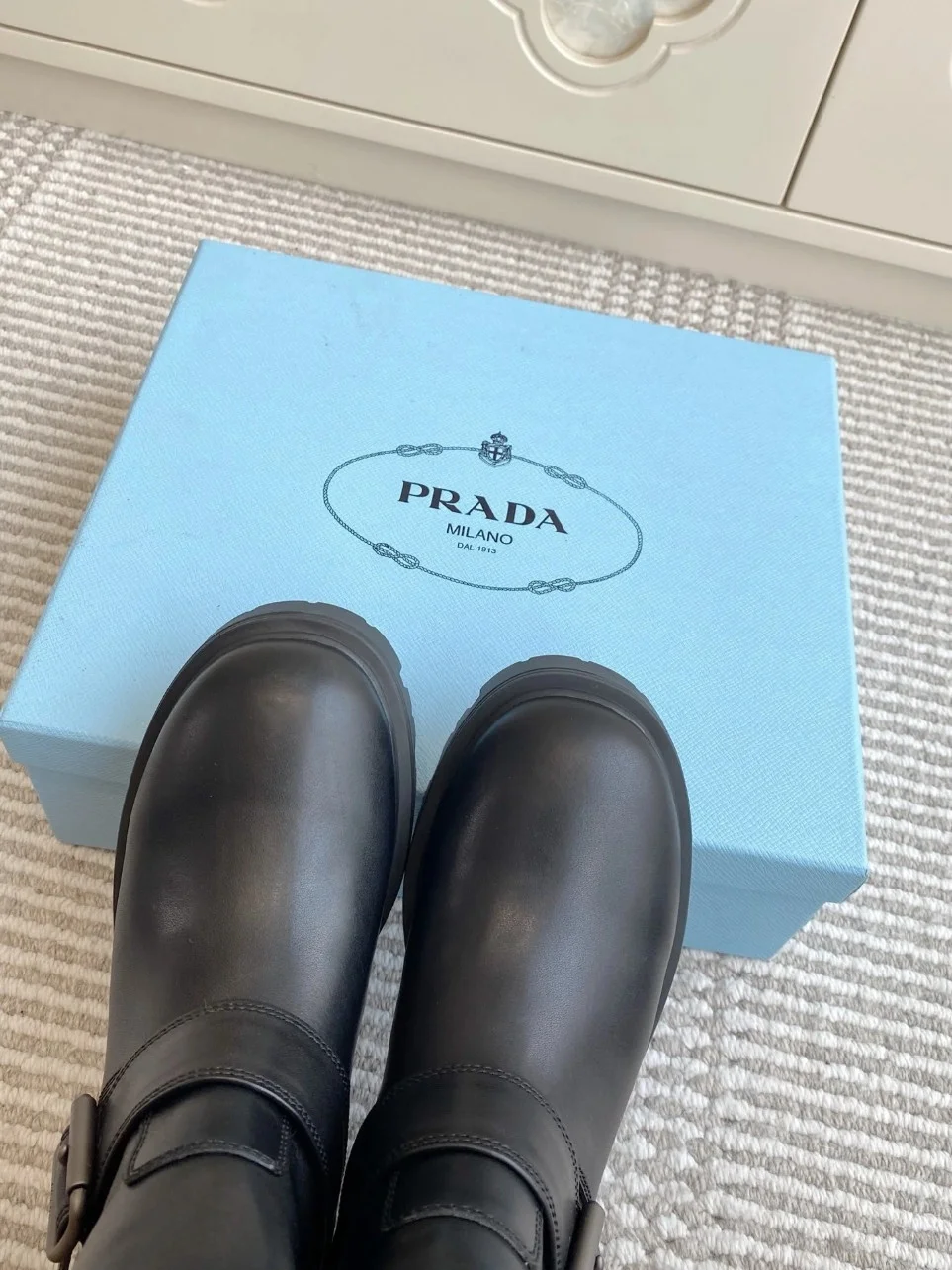 Prada Biker Boots in Black Calfskin product view 8