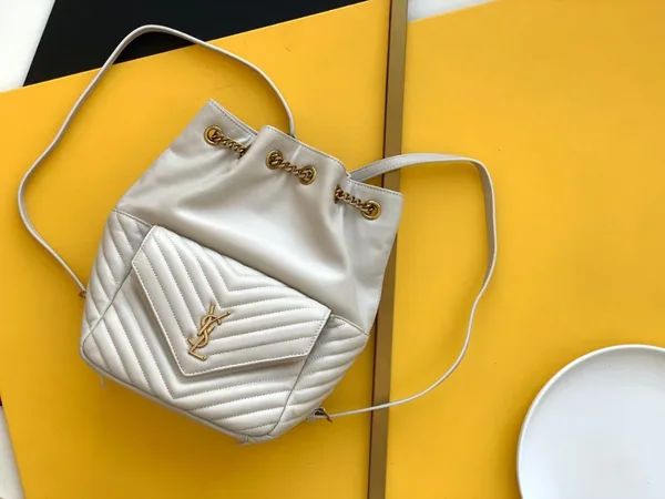 Saint Laurent Joe Backpack In White Quilted Lambskin product view 4