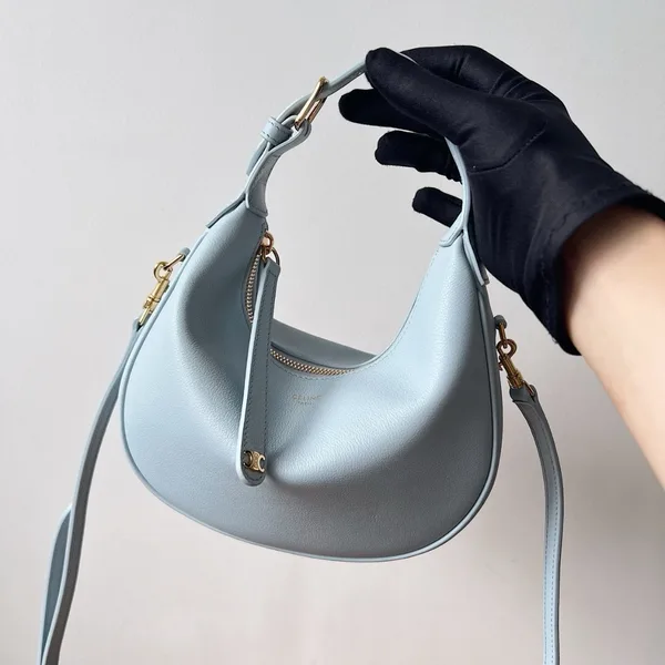 Celine Lulu Teen Hobo Bag in Blue Grained Calfskin product view 4