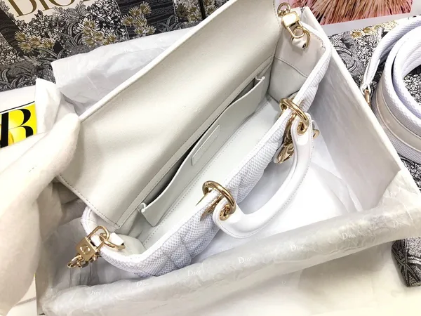 Dior Lady D-Joy Medium Bag In White Macrocannage Technical Fabric product view 7