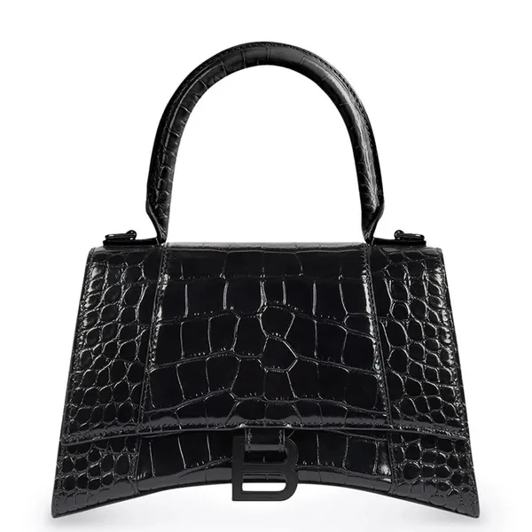 Balenciaga Hourglass XS Bag in Noir Croc-Embossed Calfskin product photo