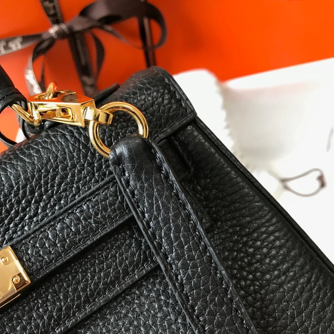 Hermes Kelly 20cm Bag In Black Clemence Leather GHW product view 7