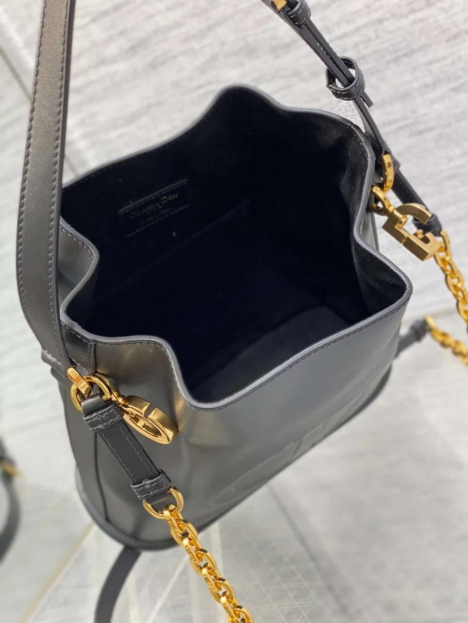 Dior C’est Medium Bag in Black Saddle Calfskin product view 7