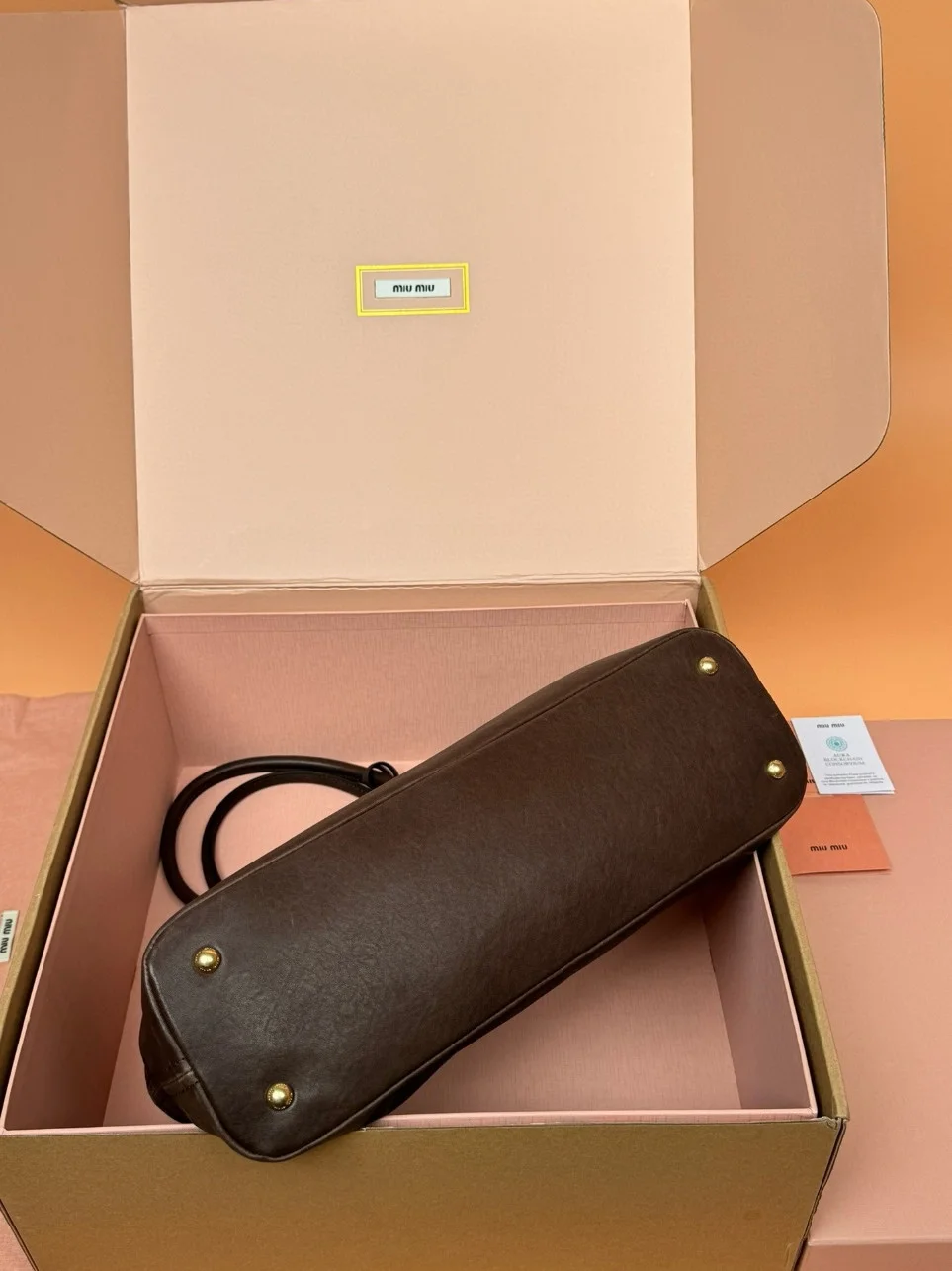 Miu Miu Aventure Large Tote Bag in Briarwood Nappa Leather product view 5