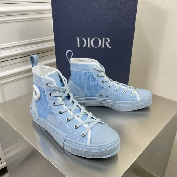 Dior Men’s B23 High-top Sneakers In Ligth Blue Oblique Canvas product view 6
