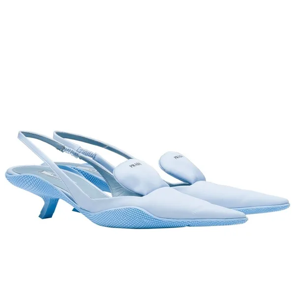 Prada Gabardine Slingback Pumps In Light Blue Nylon product photo