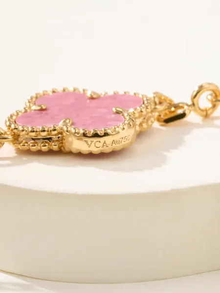 Van Cleef & Arpels Alhambra Pink Clover and Pave-Effect Gold-Tone Bracelet product view 9