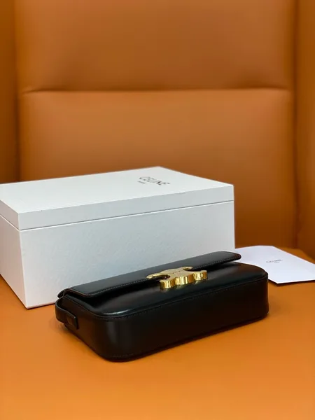 Celine Claude Shoulder Bag in Black Calfskin product view 7