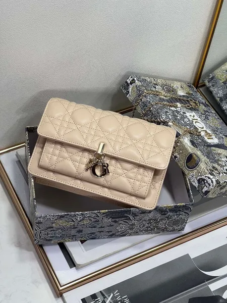 Dior Lady Dior Chain Pouch In Beige Cannage Lambskin product view 6