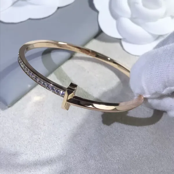 Tiffany & Co. T1 Narrow Half Pavé-Effect Hinged Bangle Two-Tone product view 3