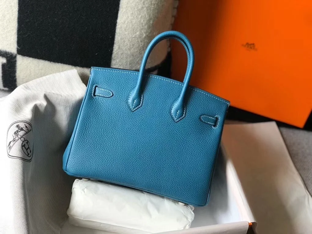 Hermes Birkin 25 Bag In Blue Jean Clemence Leather with GHW product view 2