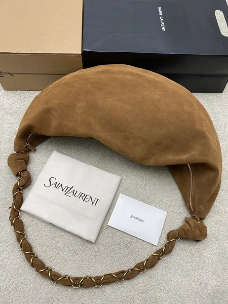 Saint Laurent Amalia Hobo Bag in Brown Suede Calfskin product view 6