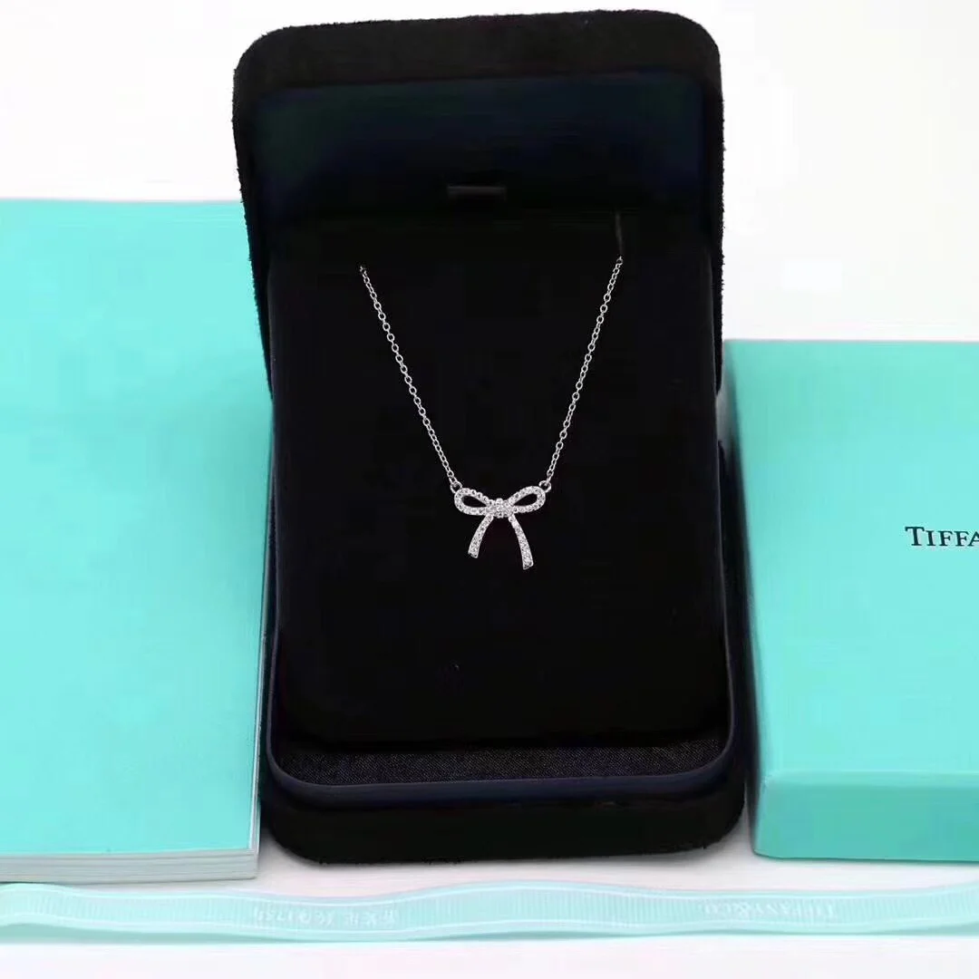 Tiffany & Co. Mini Pavé-Effect Bow Necklace Silver-Tone product view 2