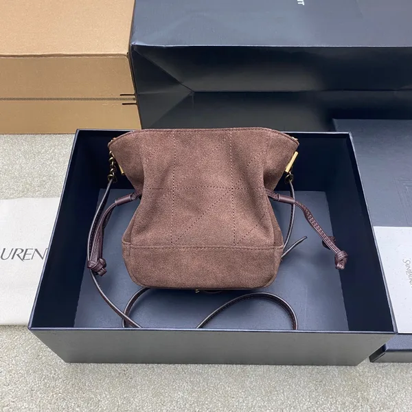 Saint Laurent Jamie Mini Shoulder Pouch — Dark Brown Suede product view 2
