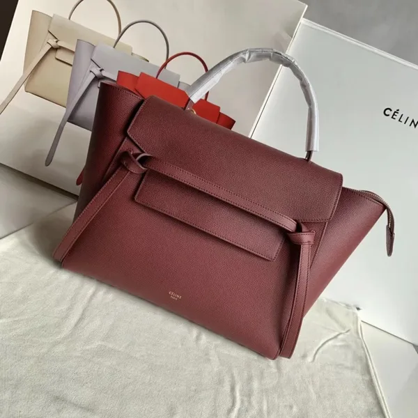 Celine Belt Mini Bag In Bordeaux Grained Calfskin product view 3