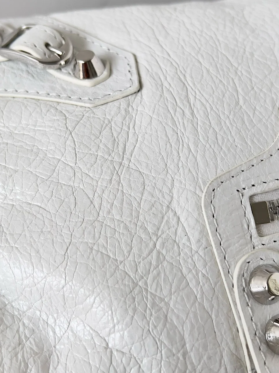 Balenciaga Le City Small Bag in White Arena Lambskin product view 9