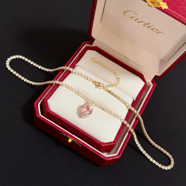 Cartier Pink Heart Gold-Tone Pendant Necklace product photo