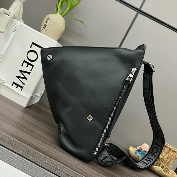 Loewe Anton Sling Bag in Black Calfskin and Jacquard product view 5