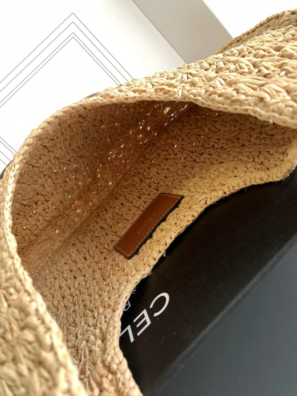 Celine Classic Panier Hobo Bag in Raffia and Leather product view 4