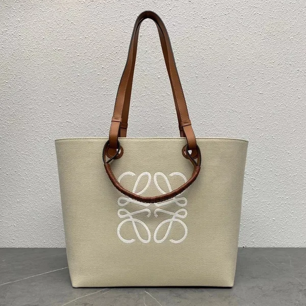 Loewe Anagram Medium Tote Bag In Jacquard and Calfskin product view 2