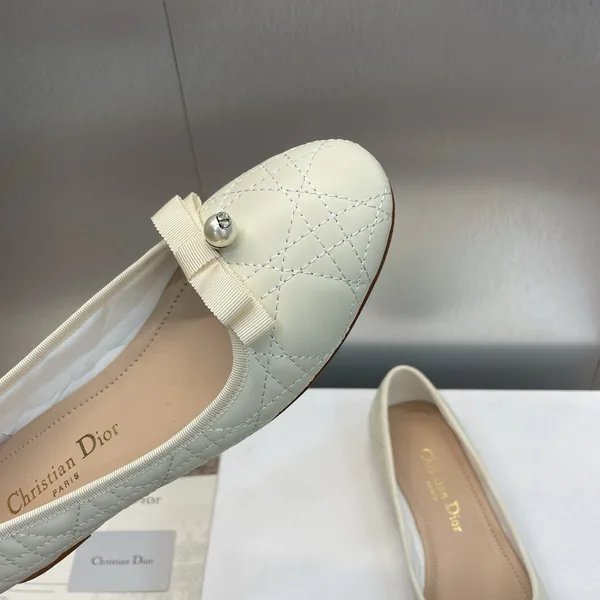 Dior Ballerina Flats in White Quilted Cannage Calfskin product view 7