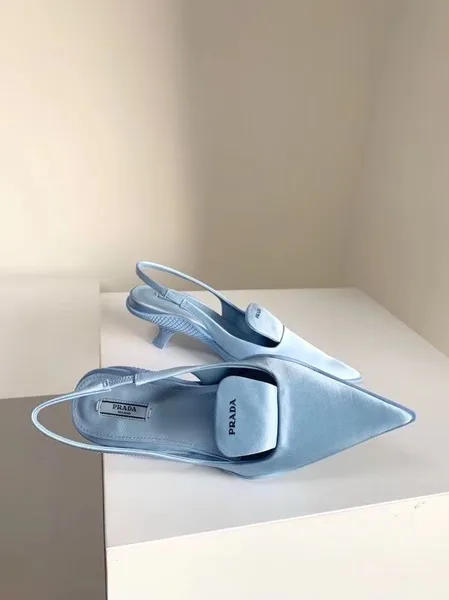 Prada Gabardine Slingback Pumps In Light Blue Nylon product view 4