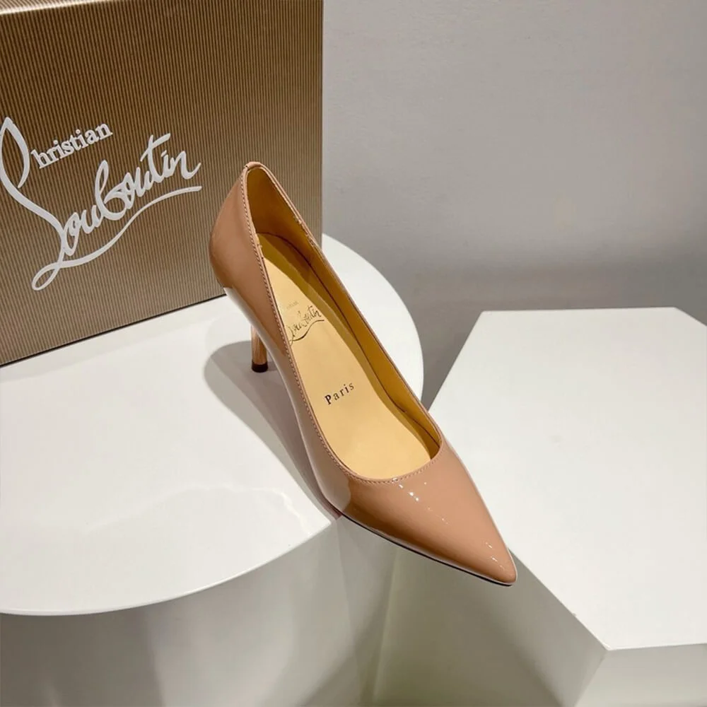 Christian Louboutin Scepter 85 Patent Pumps Nude Pink product view 5