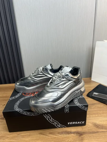 Versace Leather Sneakers Silver product view 3