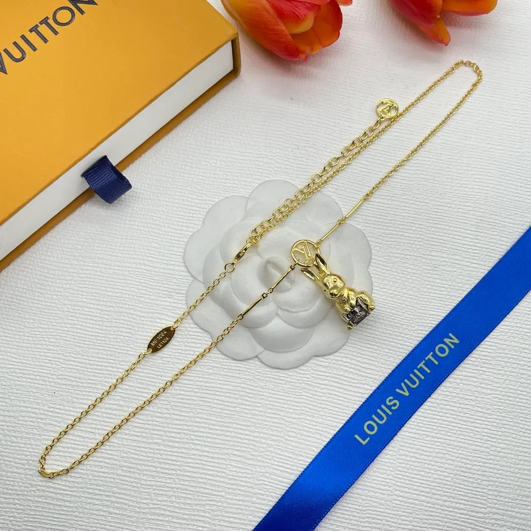 Louis Vuitton Sculptural Rabbit Pendant Necklace Gold-Tone product view 3