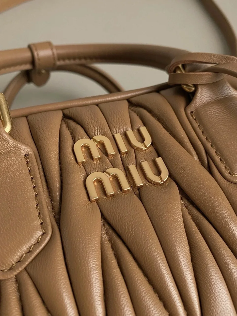Miu Miu Arcadie Medium Bag in Caramel Matelasse Leather product view 7