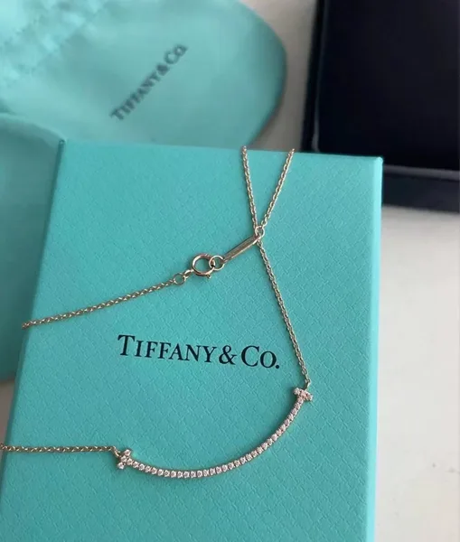Tiffany & Co. T Smile Pavé-Effect Necklace Rose-Tone product view 2