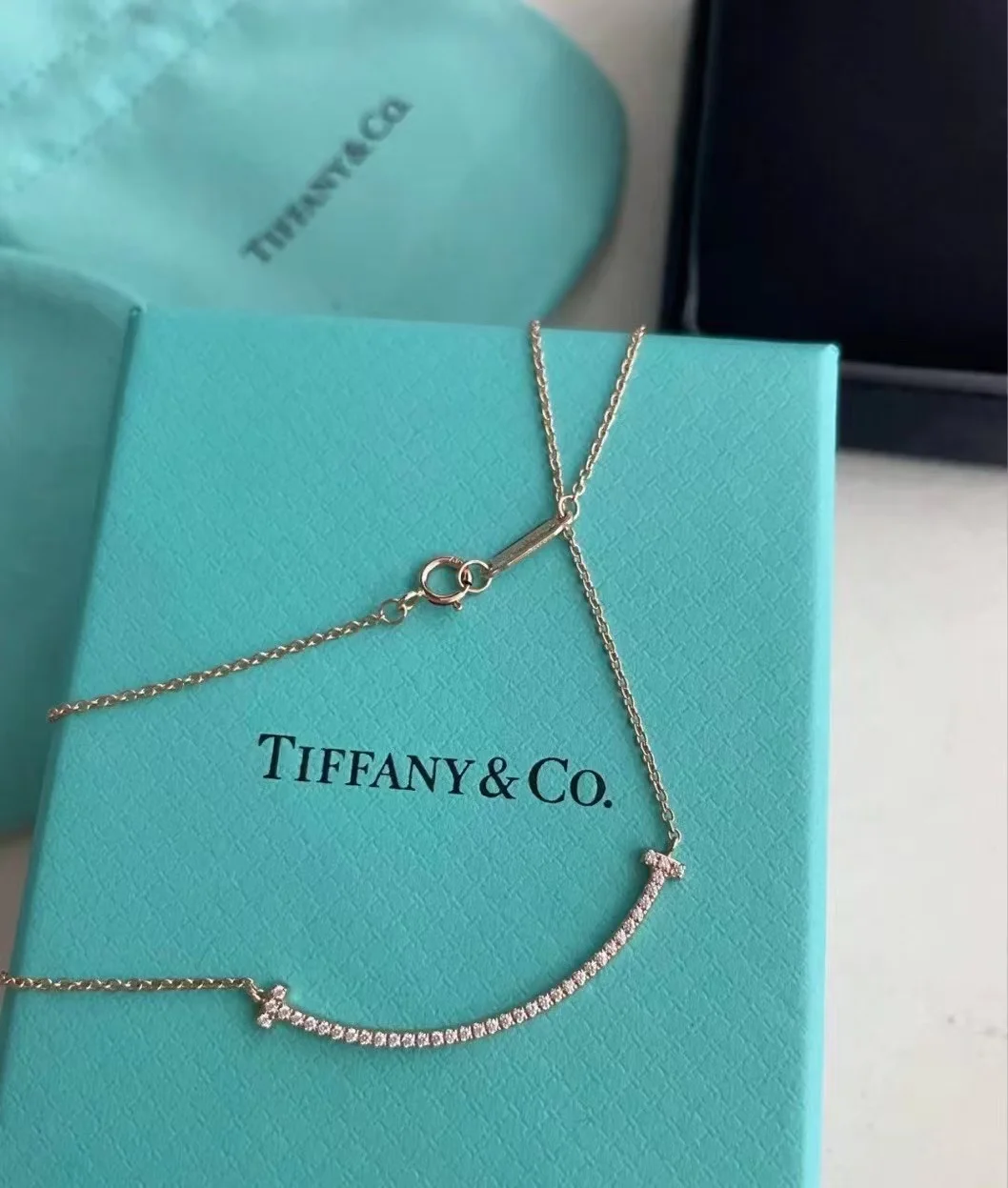 Tiffany & Co. T Smile Pavé-Effect Necklace Rose-Tone product view 2