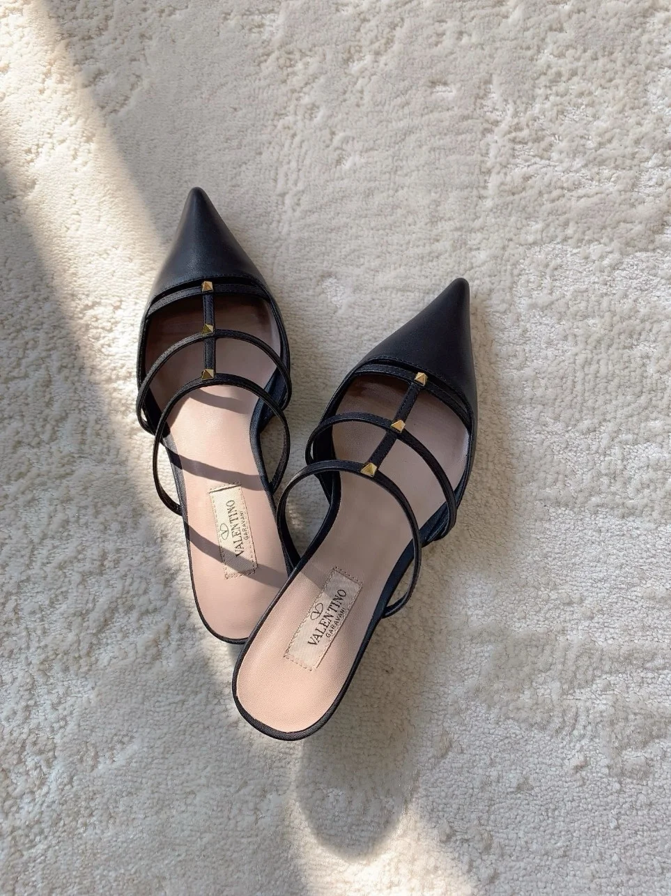 Valentino Rockstud Wispy Mules in Black Leather product view 2