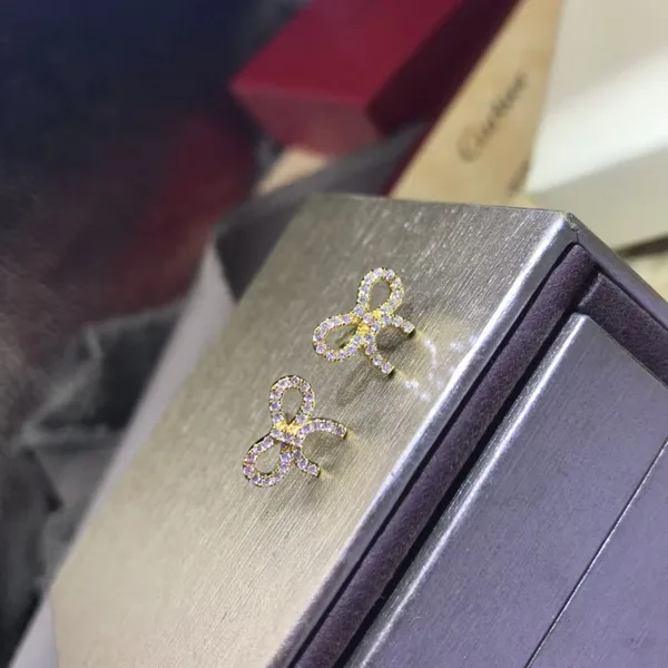 Tiffany & Co. Pavé-Effect Bow Stud Earrings Gold-Tone product photo